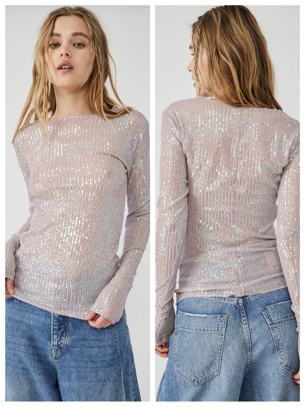 Intimately x Free People Sparkly Gold Rush Top  in Lilac/Pink (runs large) NWT